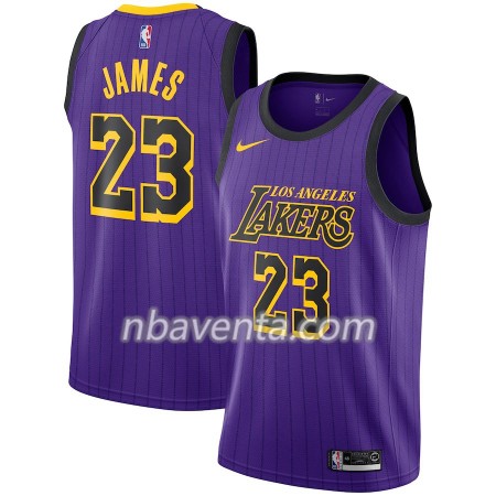 Camiseta Hombre Los Angeles Lakers LeBron James 23 2018-19 Nike City Edition Violeta Swingman